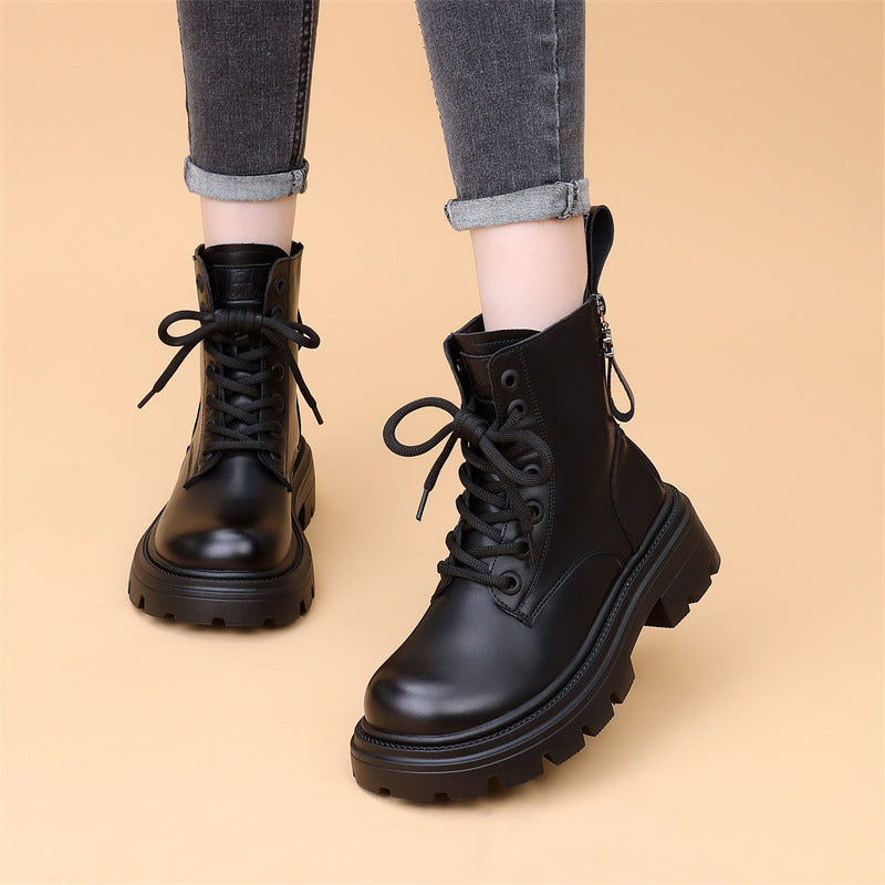 Women's Martin British Thick-soled Short Small Size Women's Leather Boots
