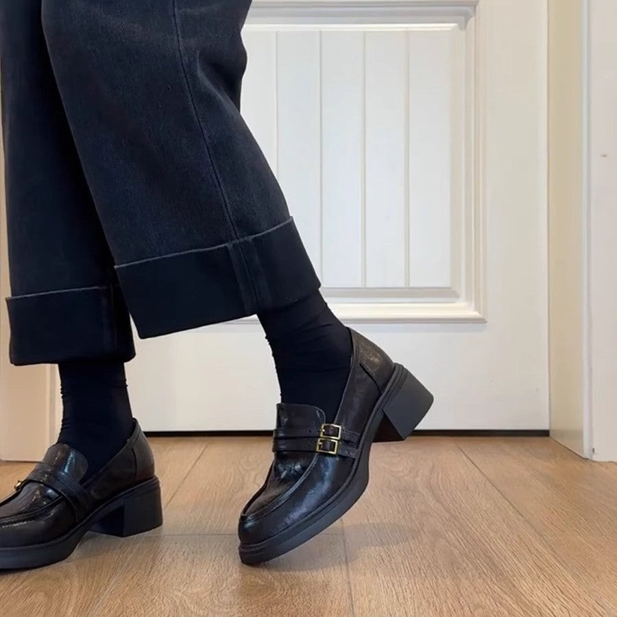 Women's Double-breasted With Slip-on Chunky Pumps Platform Heels