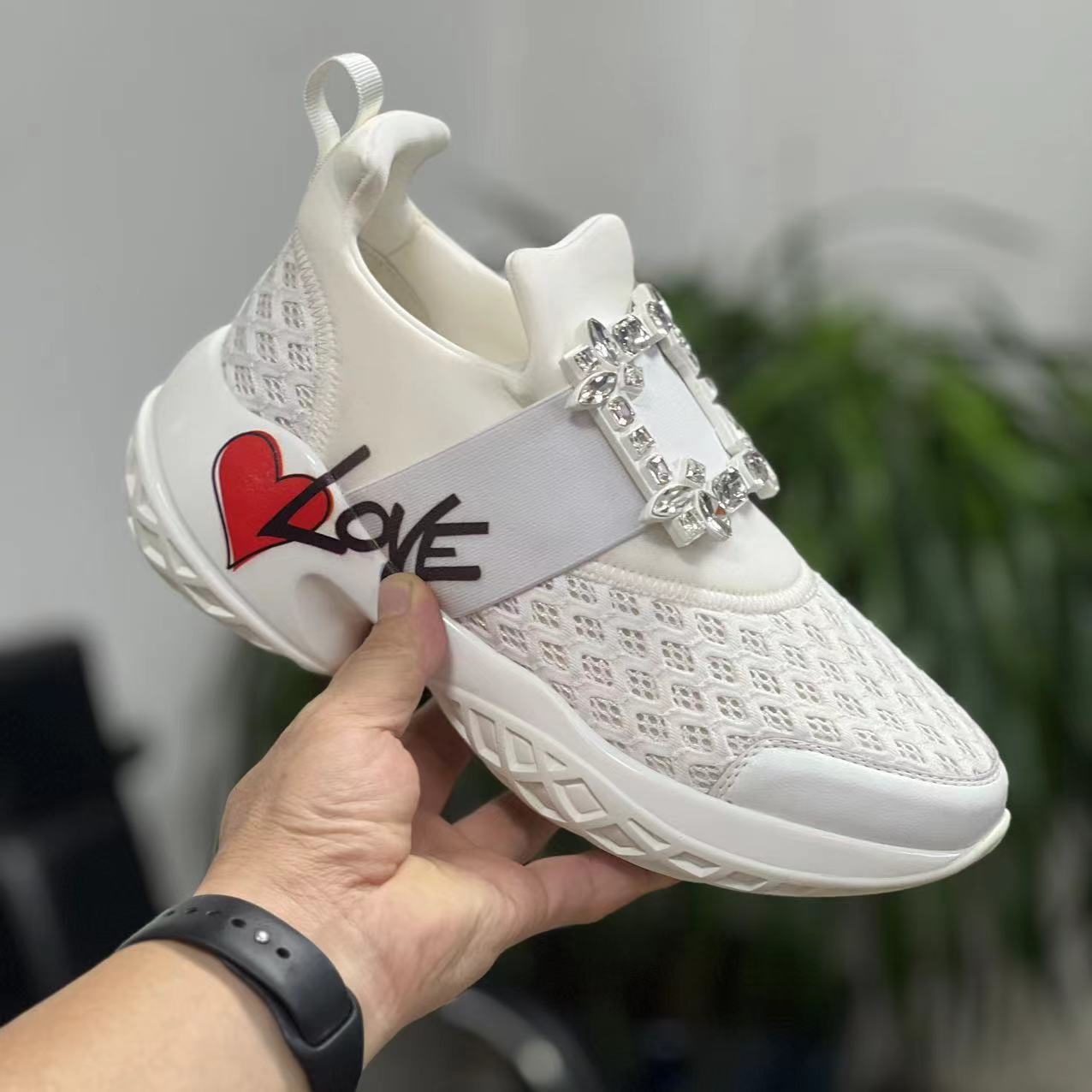 Women's Square Buckle Dad Height Increasing Insole Sneakers