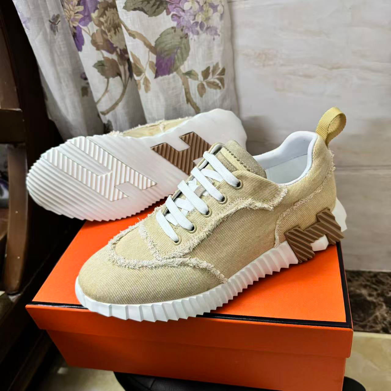 Men's Color Matching Denim Lace Up Breathable Men's Casual Shoes