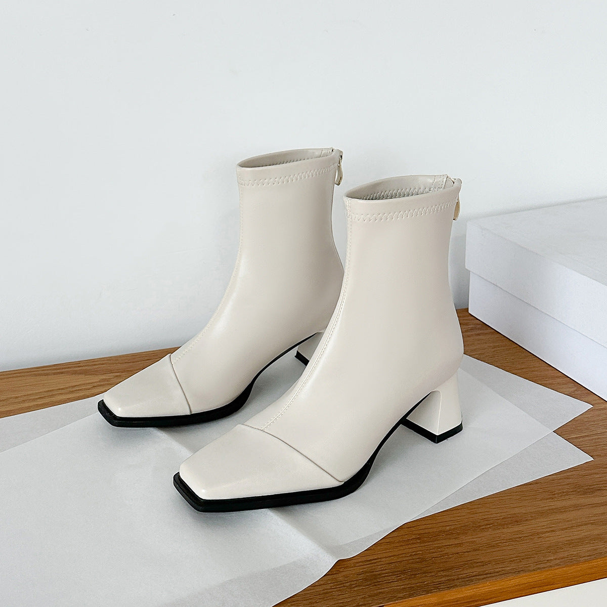 Women's Chunky Short High Martin Thin Single Boots