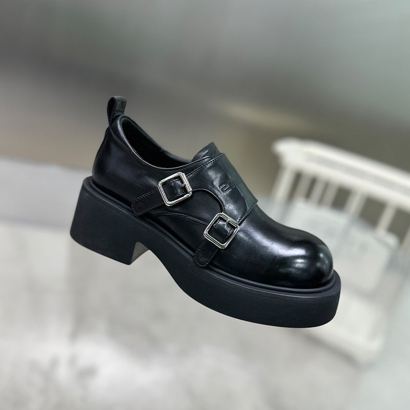 Women's Platform Round Head European Goods Retro Easy Matching British Style Loafers