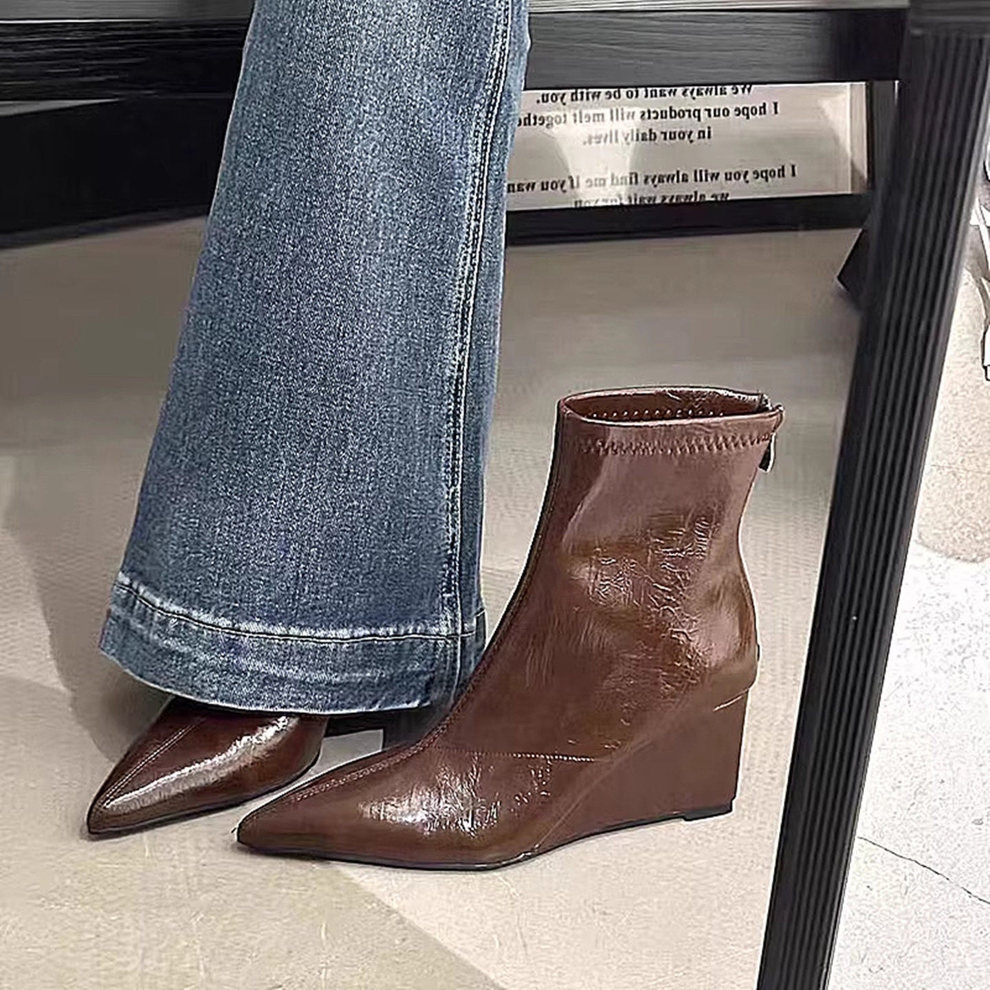 Women's & Men's Nice For Pointed Toe Soft Wedge High Women's Leather Boots