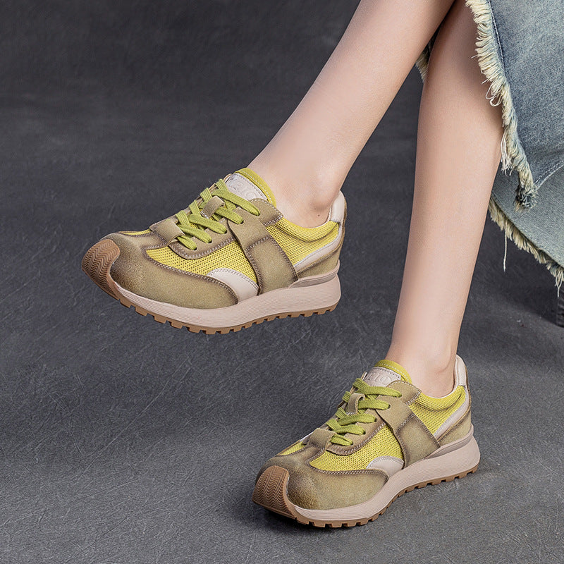 Mesh Surface Dad Color Matching Flat Bottom Comfort Pumps Women's Casual Shoes