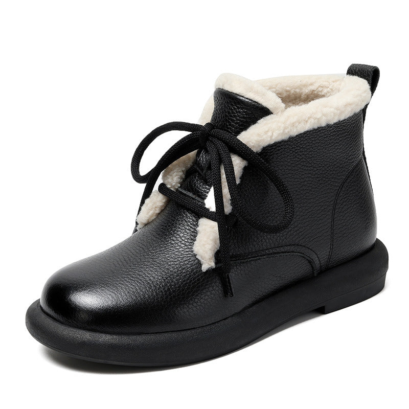 Women's Grain Cow Personality Characteristic Big Cotton Snow Boots