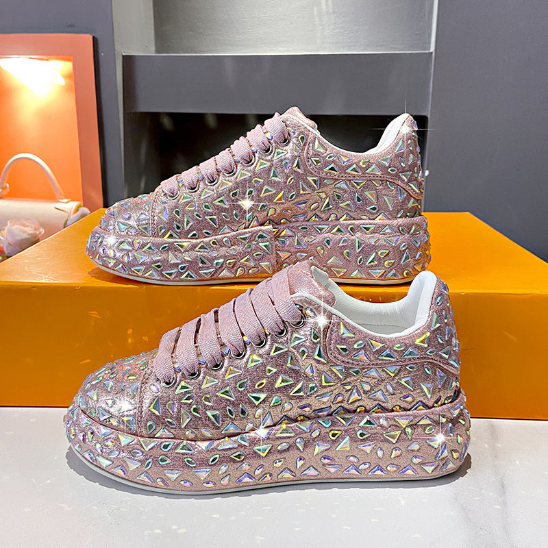 Women's Full Diamond Platform Dad Fashionable Slimming Rhinestone Skate Women's Sports Shoes