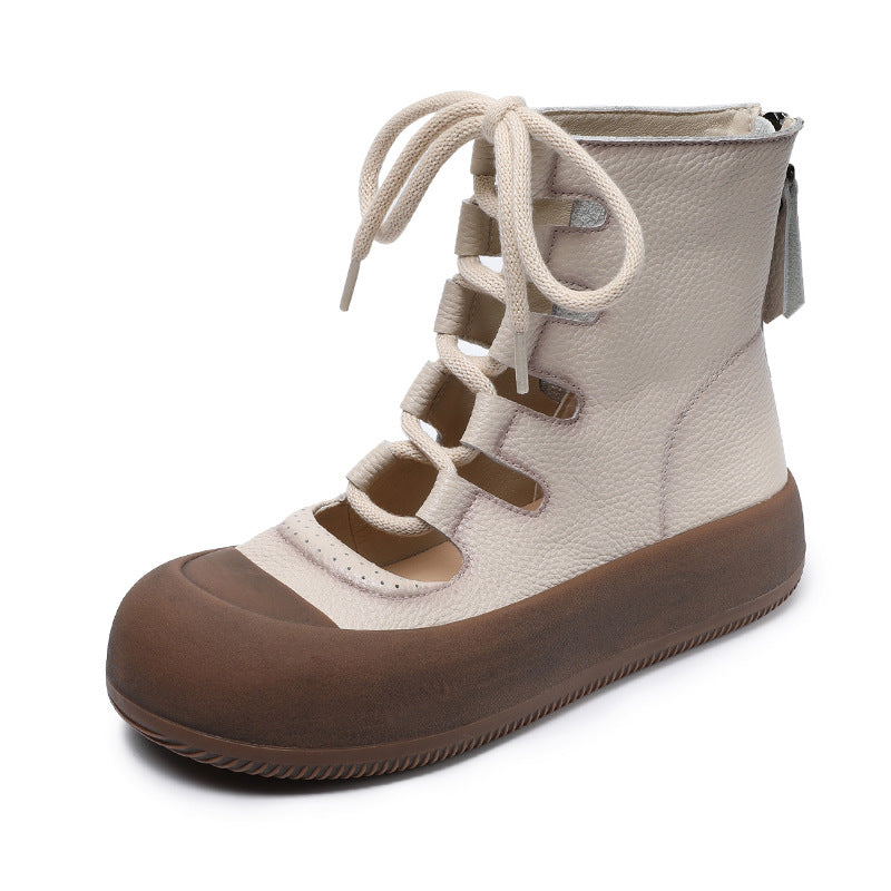 Women's Genuine Thick-soled Breathable Retro Roman Cowhide Boots