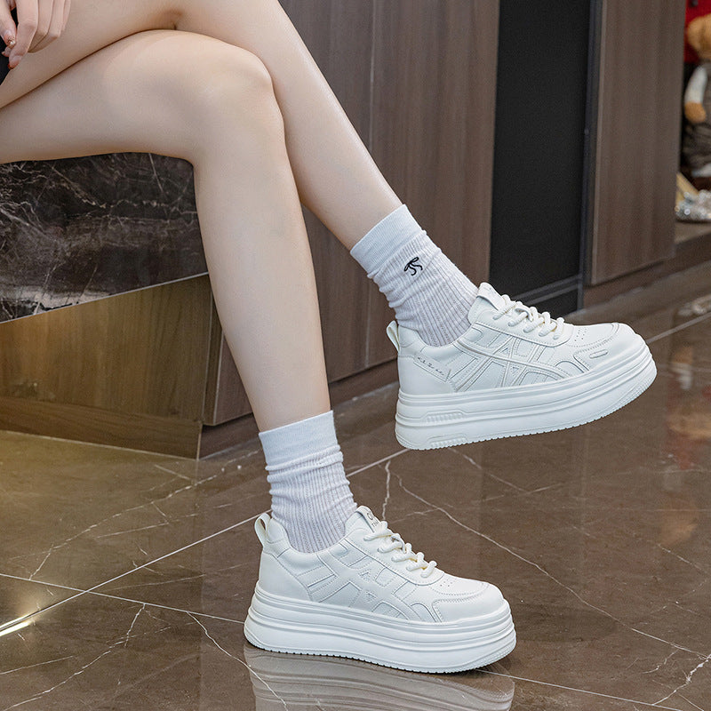 Women's White Spring Board Flat Soft Bottom Ultra Light Large Women's Casual Shoes