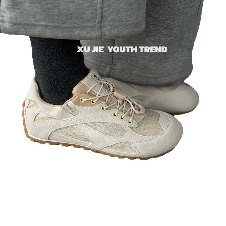 European Goods Retro Color Matching German Training Portable Soft Bottom Women's Casual Shoes