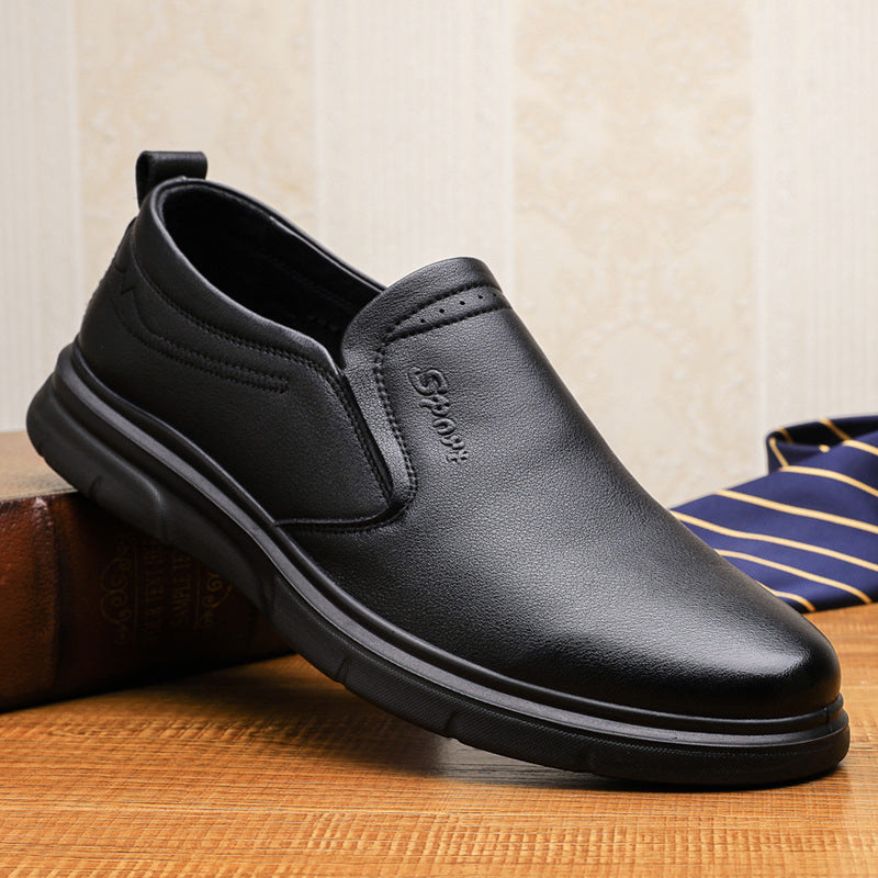 Men's Slip-on Fashion First Layer Cowhide Dad Leather Shoes