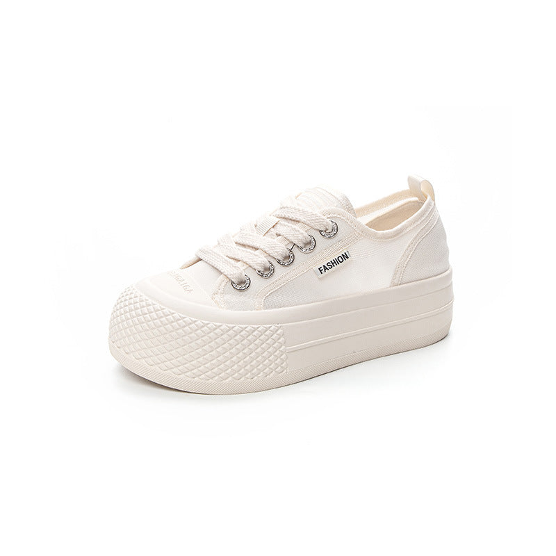 Women's Mesh Breathable White Toe Cap Thick-soled Summer Thin Shallow Mouth Women's Casual Shoes