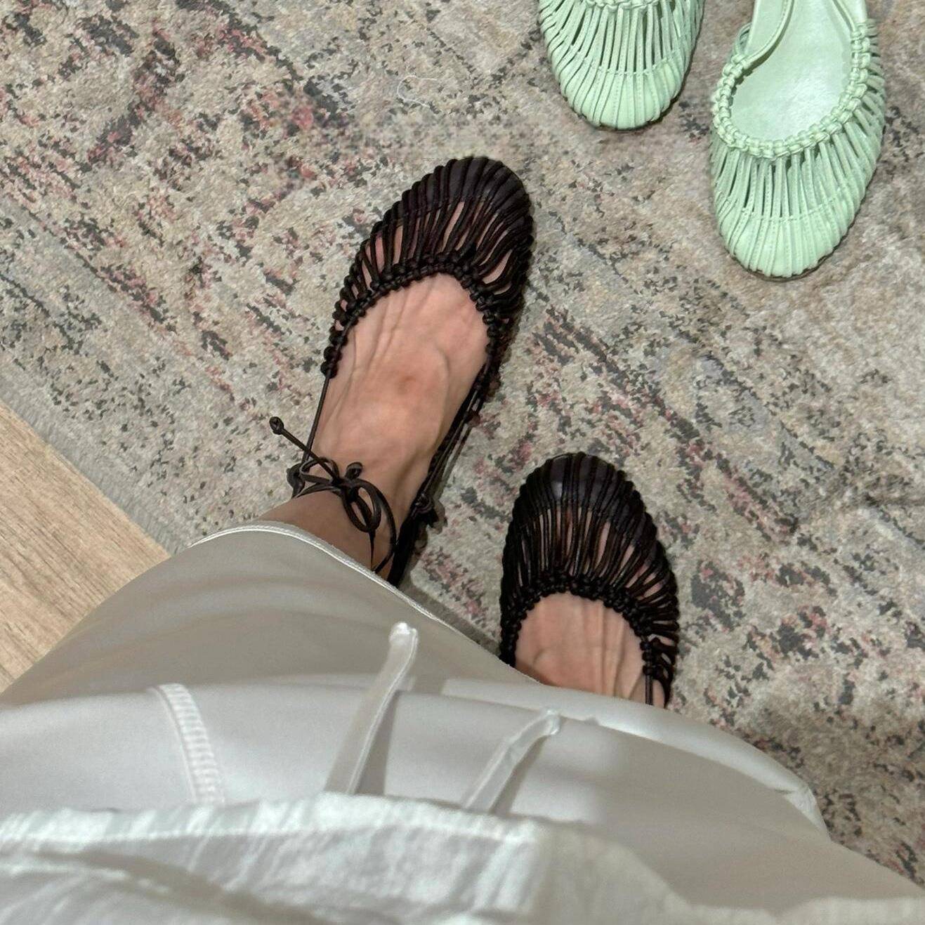 Niche Hand-woven Vintage Genuine Twine Grip Flat Sandals