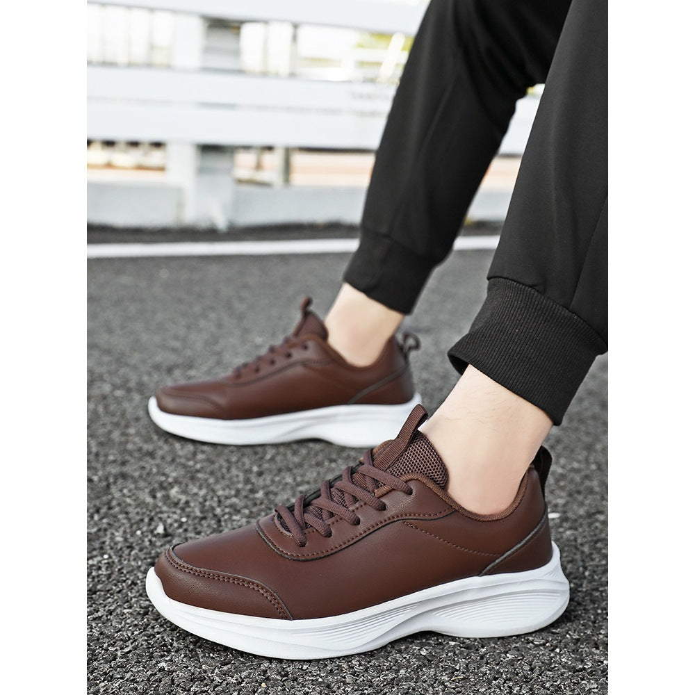 Men's Black Waterproof Soft Bottom Kitchen Leather Shoes