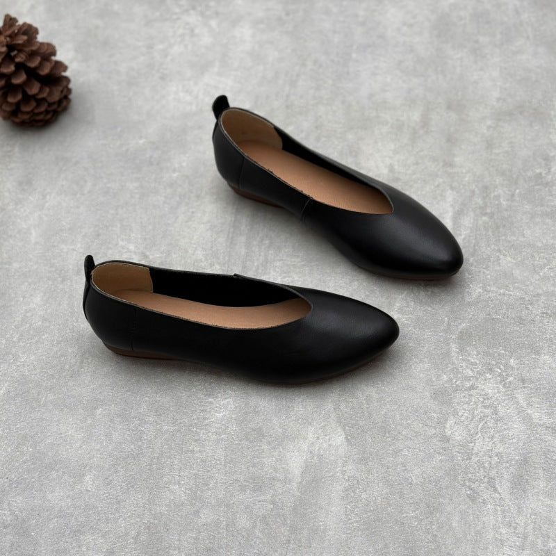 Women's Pointed Toe Low-cut Simple Flat Versatile Women's Casual Shoes