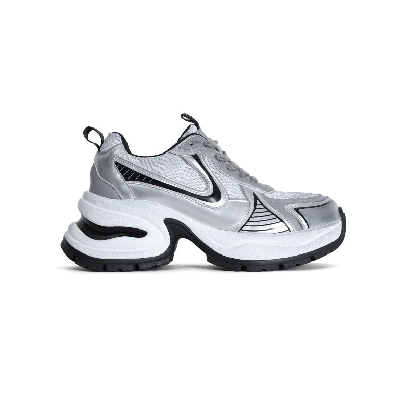 Sier Thick-soled Dad Female Elevator Wild Sneakers
