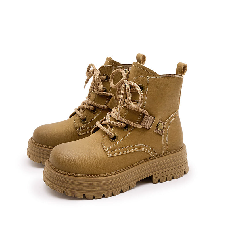 Women's Gao Ding Martin Genuine Retro Style Height Increasing Insole Women's Leather Boots