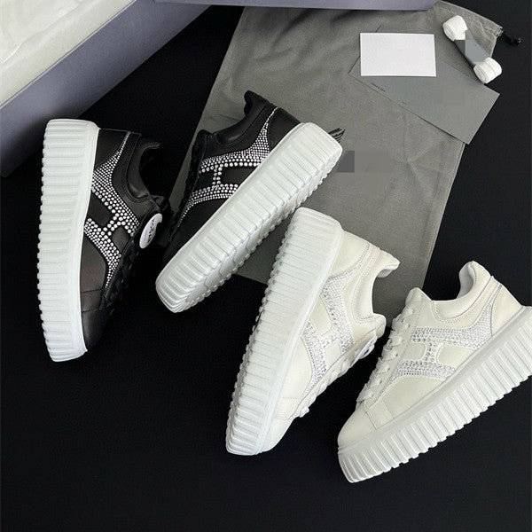 Women's Lace Color Block Lightweight Exercise Thick Sole Sneakers