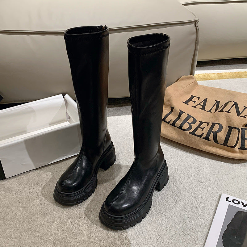 Women's Thick Bottom High Leg Small Below The Knee Boots