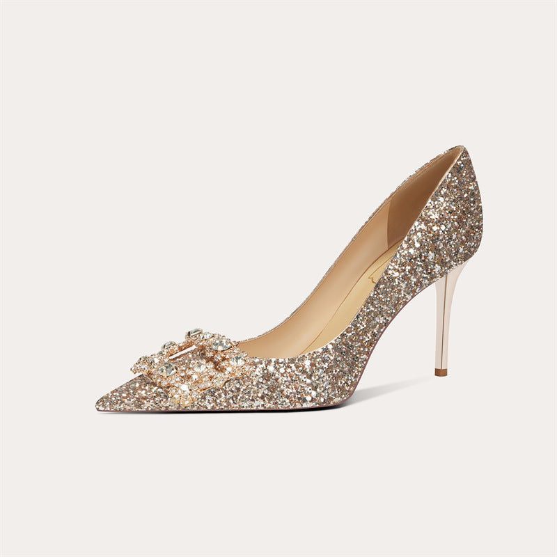 Women's Wear Not Tired Feet Crystal High Pointed Women's Fashion Shoes