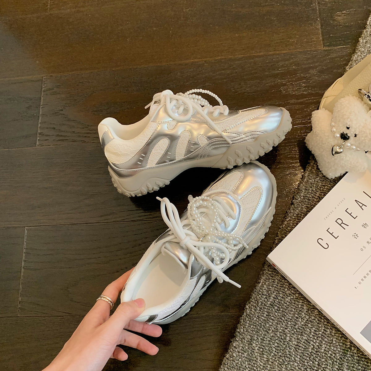 Women's Grape Mom Platform Dad Small Hidden Lace Sneakers