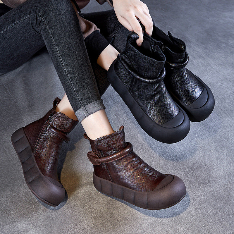 Women's Autumn Retro Handmade First Layer Cowhide Boots
