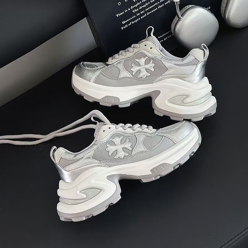 Women's Platform Dad Spring Versatile Small Mesh Elevator Women's Sports Shoes