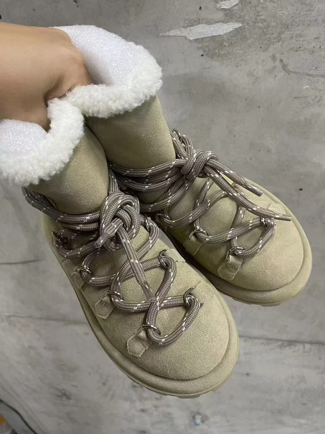 Women's Home Fur Integrated Warm Fleece-lined Versatile Snow Boots