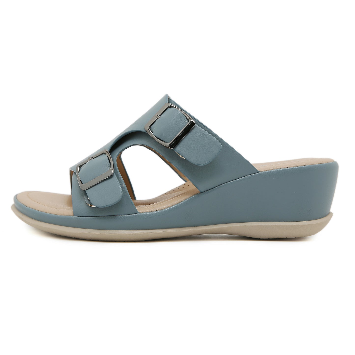 Women's Lightweight Simple Wedge Metal Buckle Plus Sandals