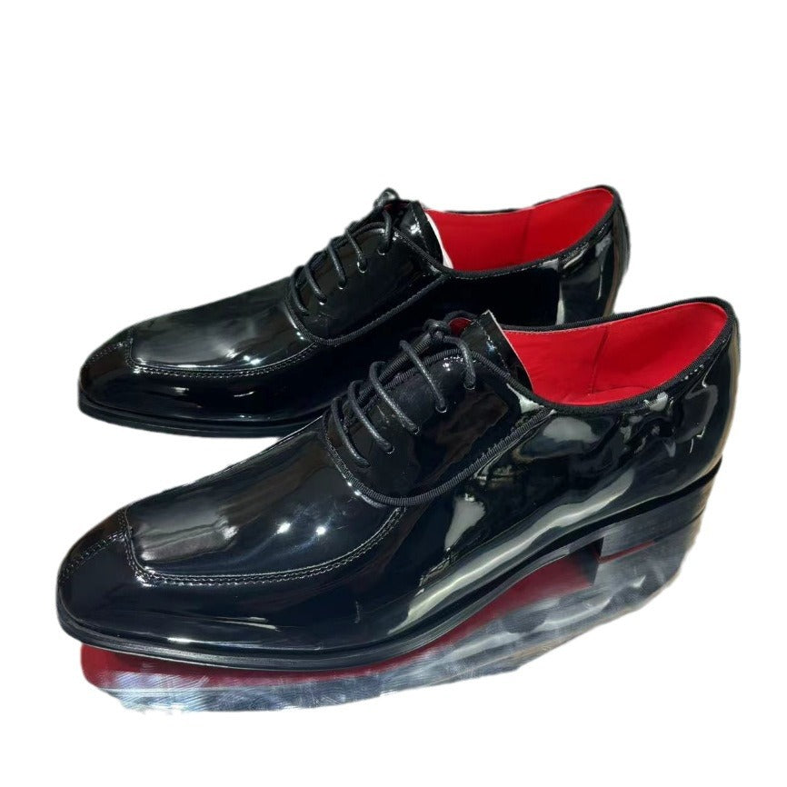 Men's Sole Black Patent Cowhide Formal Wedding Men's Business Leather Shoes