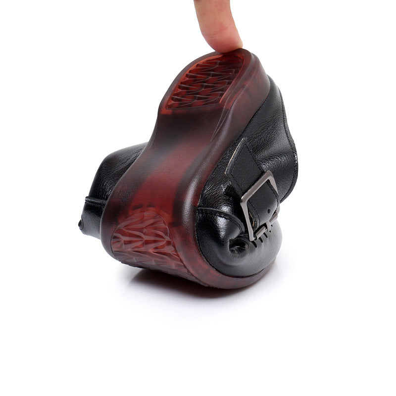 Women's First Layer Cowhide Flat Soft Bottom Hollow Sandals