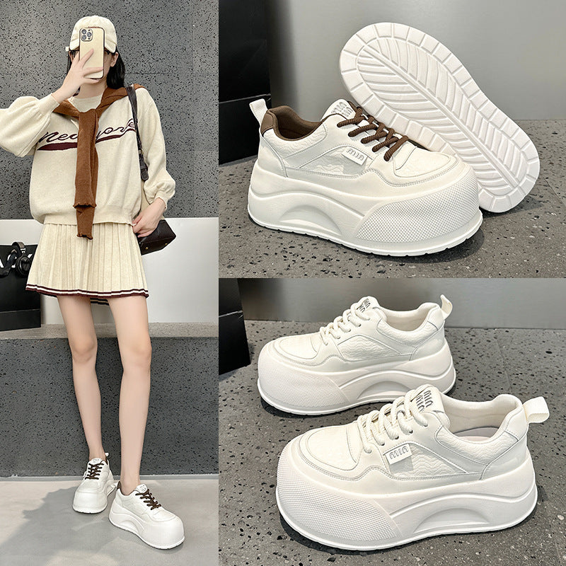 Women's Platform White Portable Small Fleece-lined Women's Board Shoes