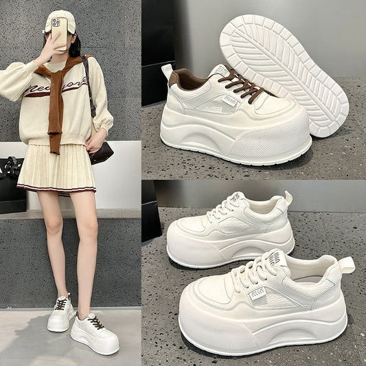 Women's Platform White Portable Small Fleece-lined Women's Board Shoes