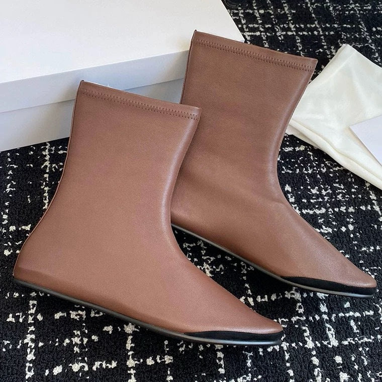 Women's Flat Bottom Sleeve Stretch Thin Martin Boots