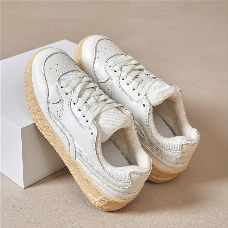 Women's Spring University Style Thick Bottom Fleece-lined Sports Sneakers