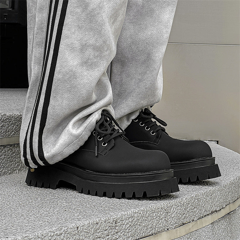 Men's Bottom Heightened Matte High-grade Black British Men's Business Leather Shoes