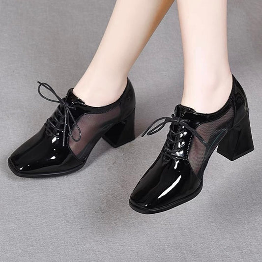 Women's Summer Mesh Surface Hollowed Genuine Chunky Women's Shoes