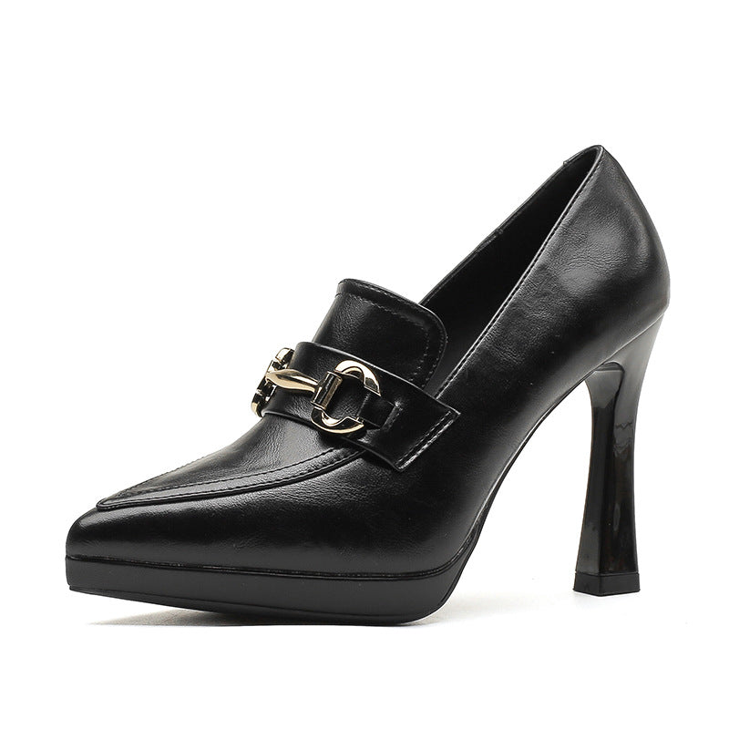 Women's Not Tired Feet High Pointed Stiletto Metal Buckle Women's Fashion Shoes