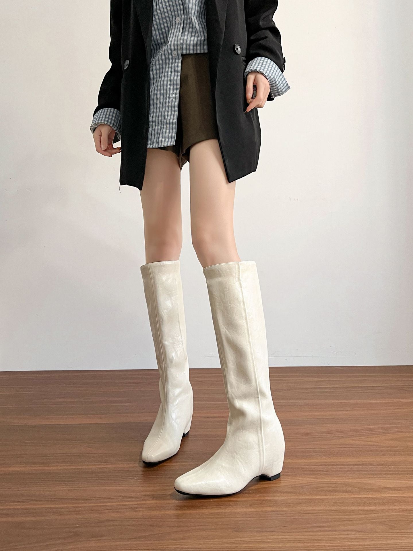 Women's Increasing Insole Black Plus Veet Skinny High Boots