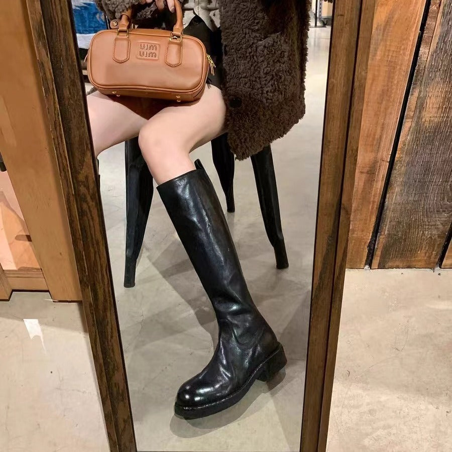 Full Horse Round Head Chunky Side Heels