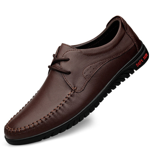 Men's Breathable Trendy Top Layer Cowhide Soft Leather Shoes