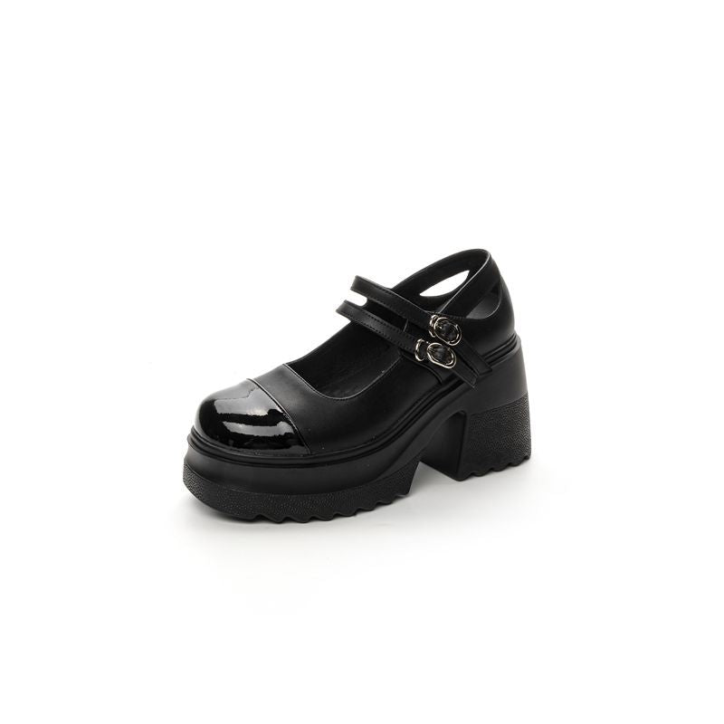 Mary Jane Platform Thick High Low-cut Little Heels