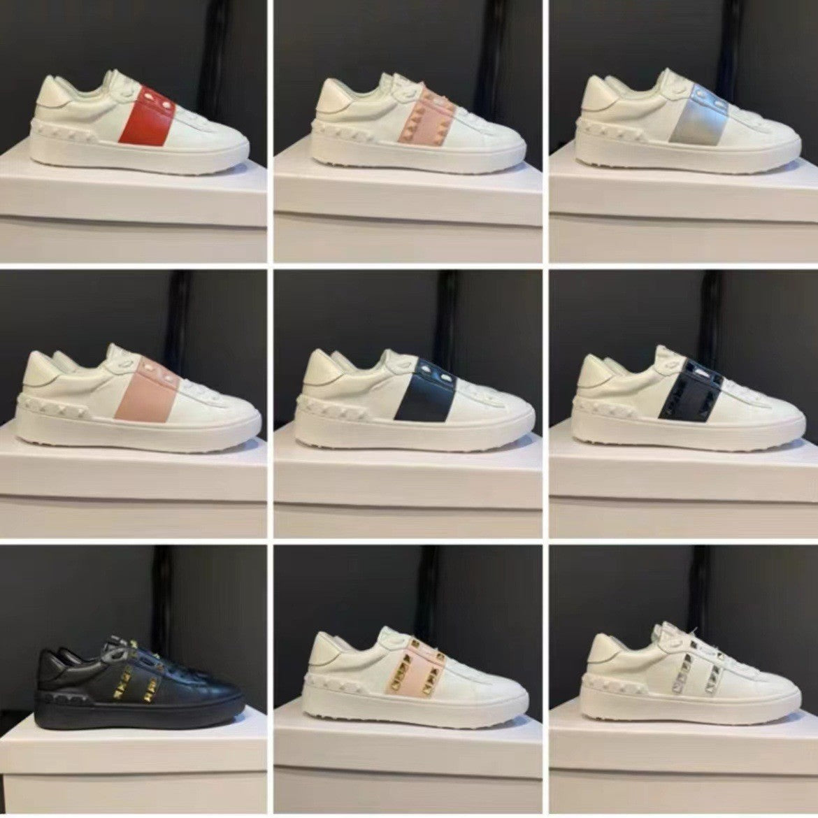 Women's & Men's Flat Platform Sports Dark Blue V Home Rivet Women's Casual Shoes