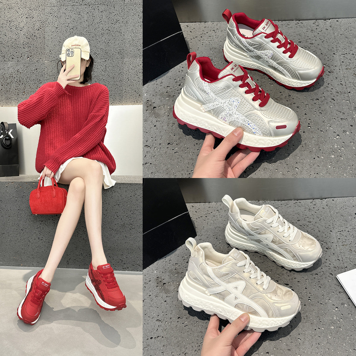 Women's Colors Platform Height Increasing Insole Round Toe Shallow Mouth Women's Casual Shoes