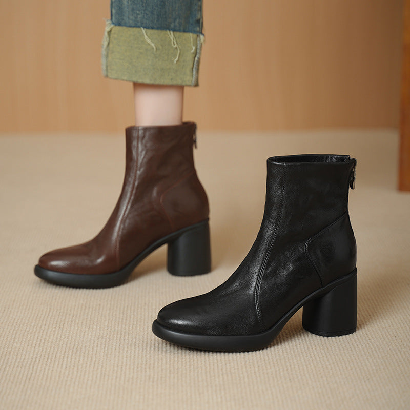 Women's Style Soft Sheepskin Short High Chunky Winter Plus Veet Genuine Boots