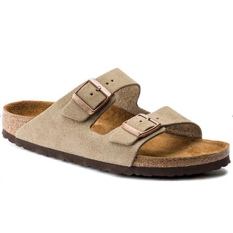 Women's & Men's Full Cowhide Summer Genuine Cork Platform Slippers