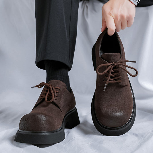 Men's Trendy Retro Big Head Thick Bottom Hight Leather Shoes