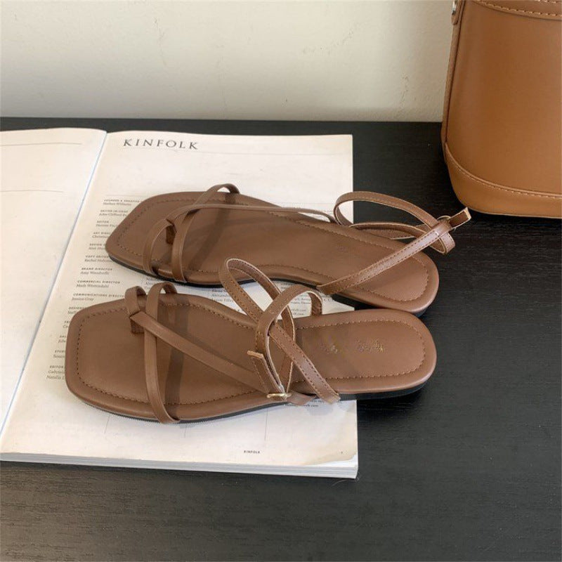 Women's Style Square Toe Cross Strap Covering Sandals