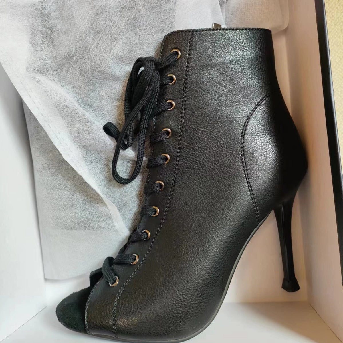 Women's Peep Toe Summer Stiletto Hollow Booties Jazz Dance High Heeled Sandals