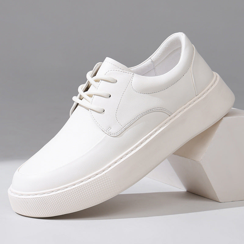 Men's Genuine Spring White Simple Versatile Cowhide Men's Casual Shoes