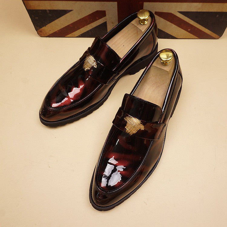 Men's Summer Bright Korean Pointed Toe Retro Men's Casual Leather Shoes